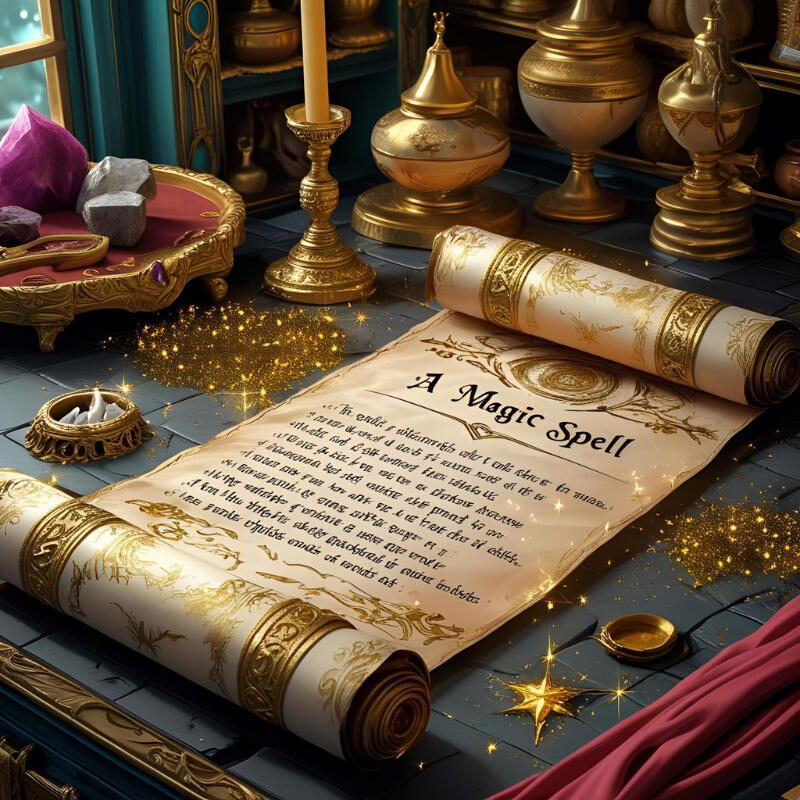 Scroll with a Magic Spell written on it